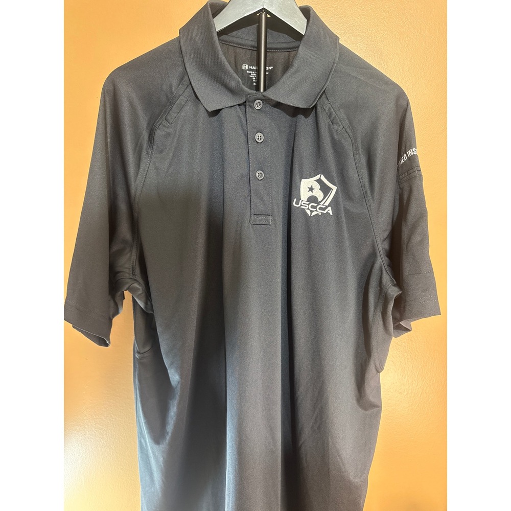 Harriton Mens USCCA Certified Instructor Polo Shirt Black XL Tactical Raglan